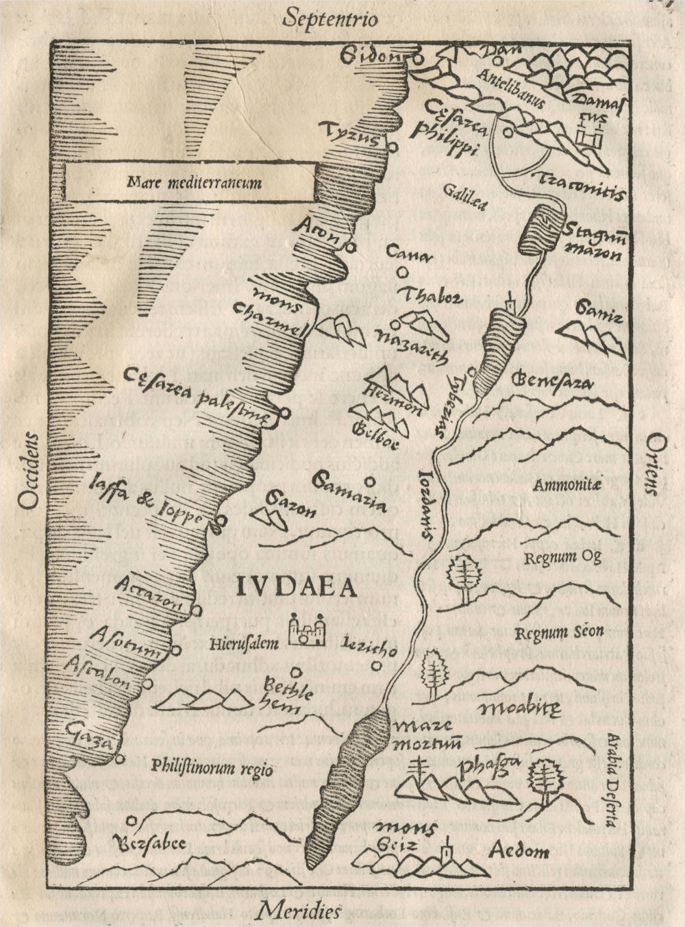 Antique map of Holy Land by Solinus / Münster