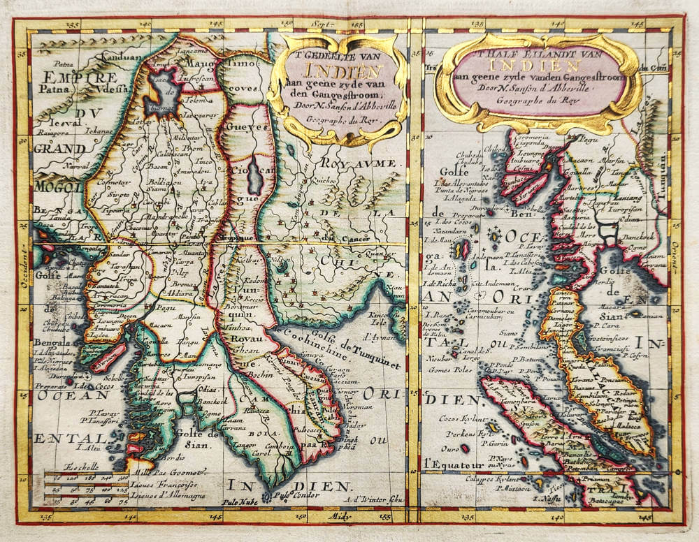 Antique map of Siam by Sanson