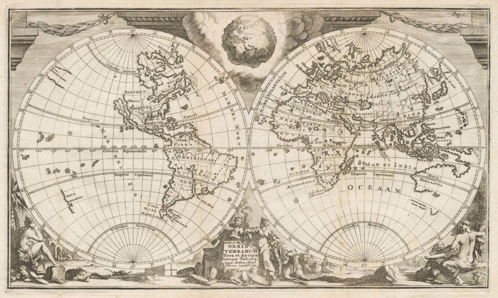 Antique map of World by van der Aa