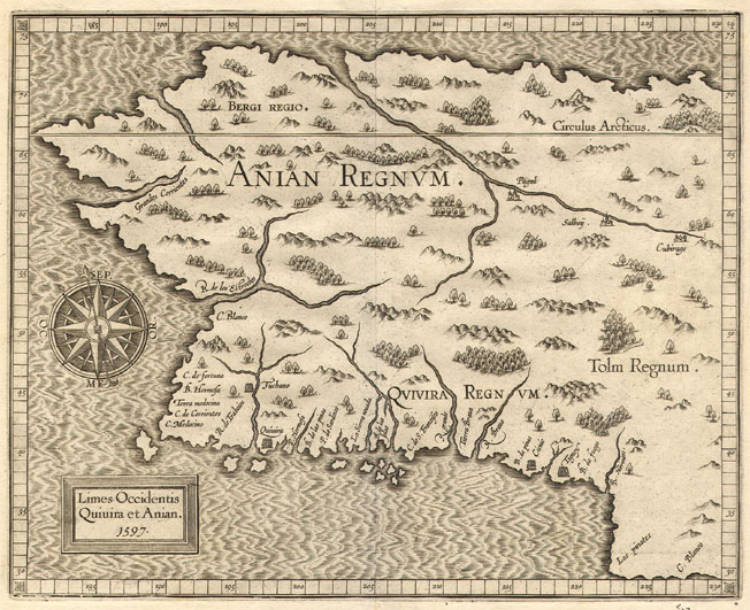 Antique map of California to Alaska by Wytfliet