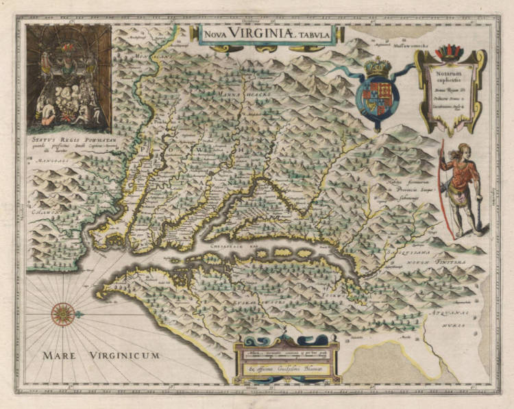 Antique map of America Virginia by Willem Blaeu