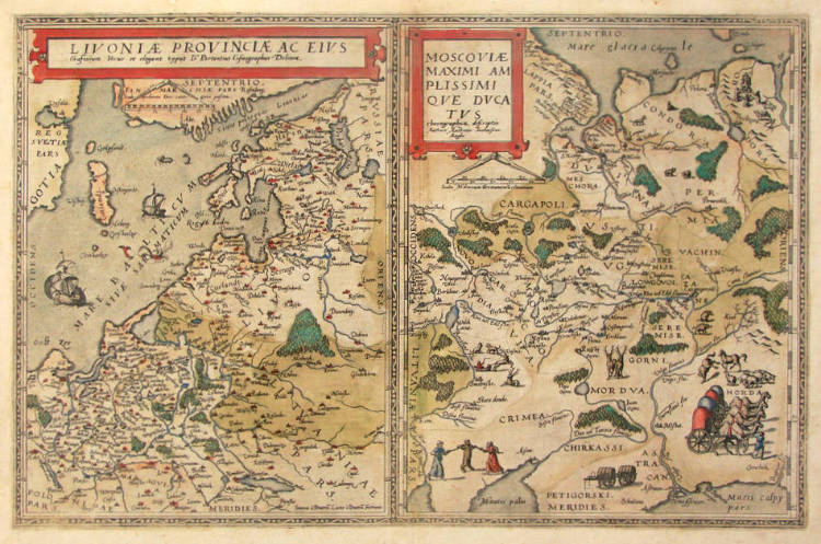 Antique map of Russia and Livonia by de Jode