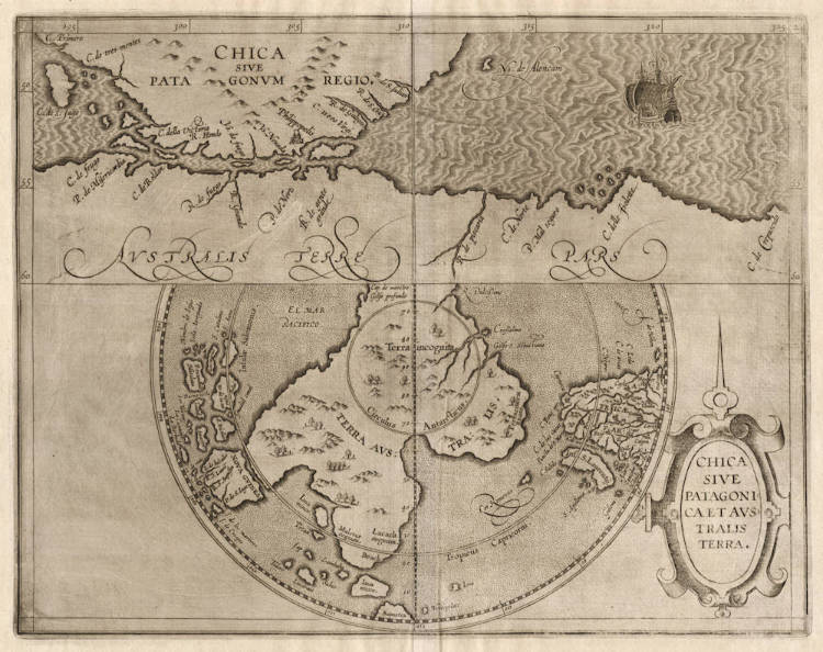 Antique map of the Southern Hemisphere by Wytfliet