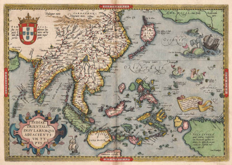 Antique map of South East Asia by Ortelius
