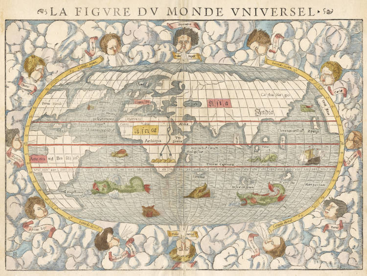Antique map of the World by Münster
