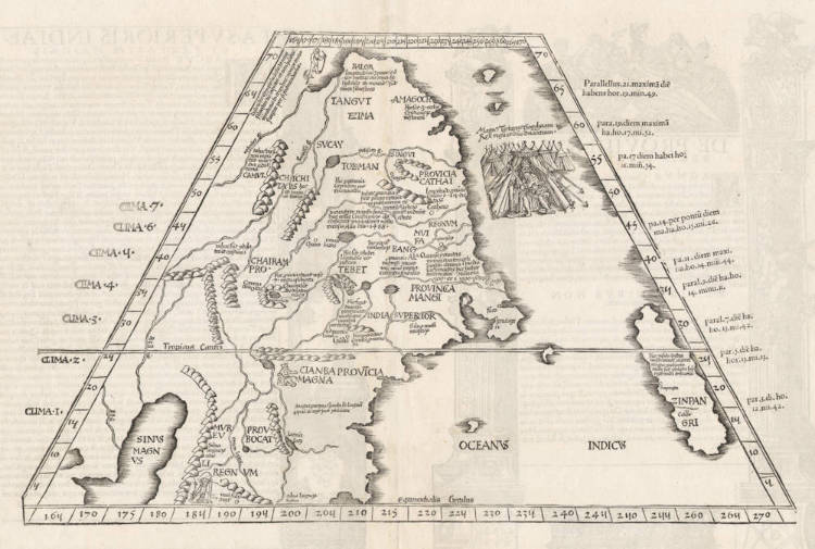 Antique map of China and Japan by Fries / Waldseemüller