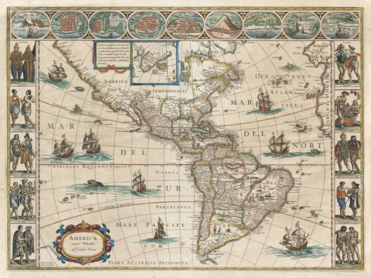 Antique map of America by Blaeu