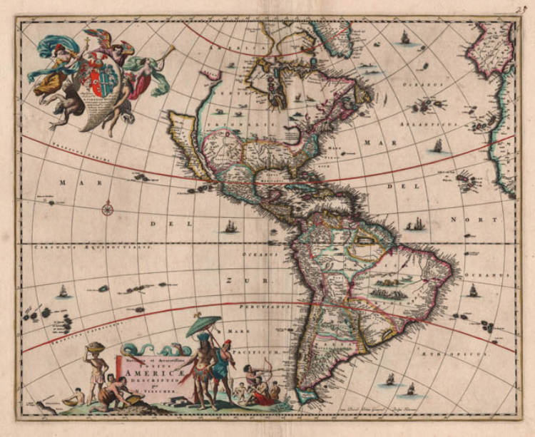 Antique map of America by Visscher