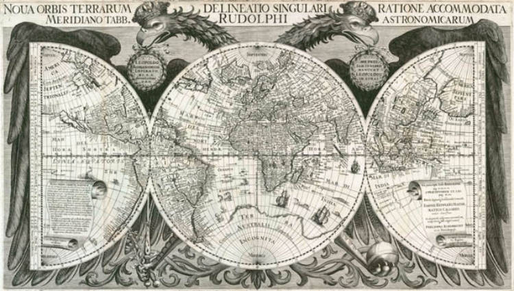 Antique map of the World by Eckebrecht / Kepler