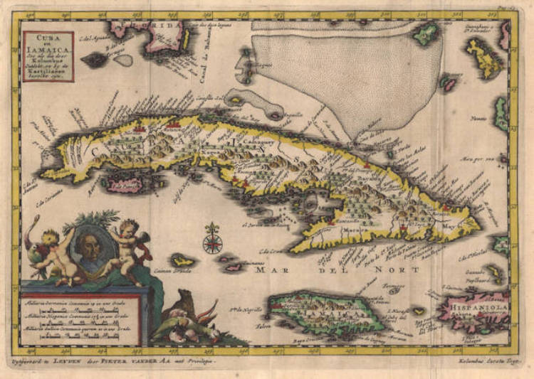 Antique map of Cuba by Pieter van der Aa