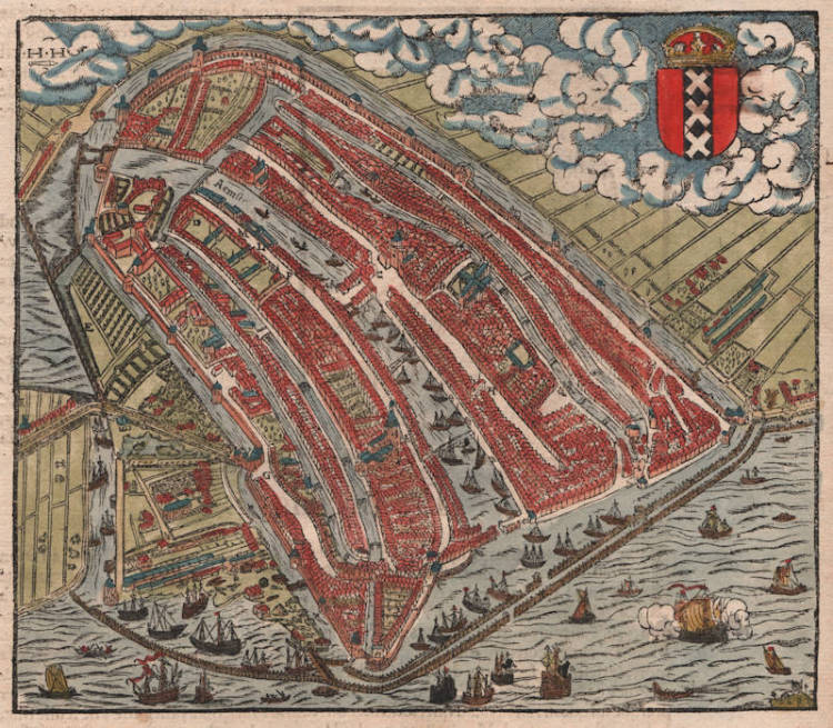Antique map of Amsterdam by Sebastian Münster