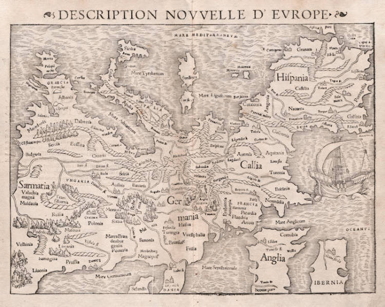 Antique map of Europe by Münster
