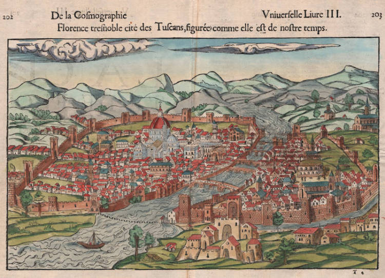 Antique map of Florence by Sebastian Münster
