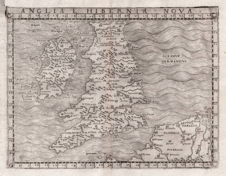 Antique map of British Isles by Giacomo Gastaldi