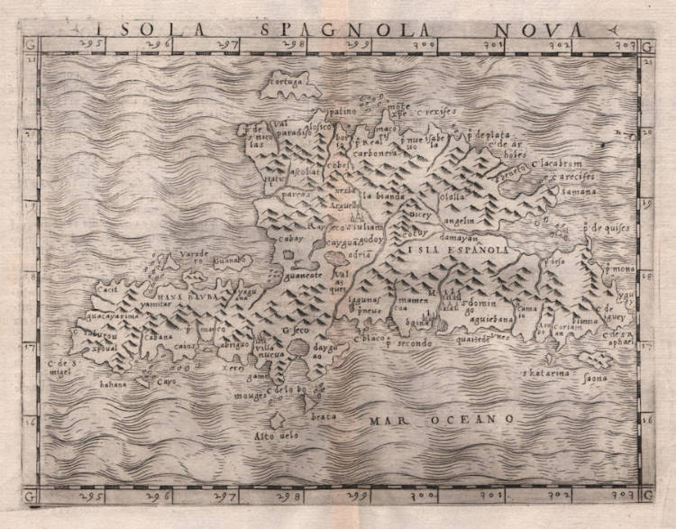 Antique map of Hispaniola by Gastaldi