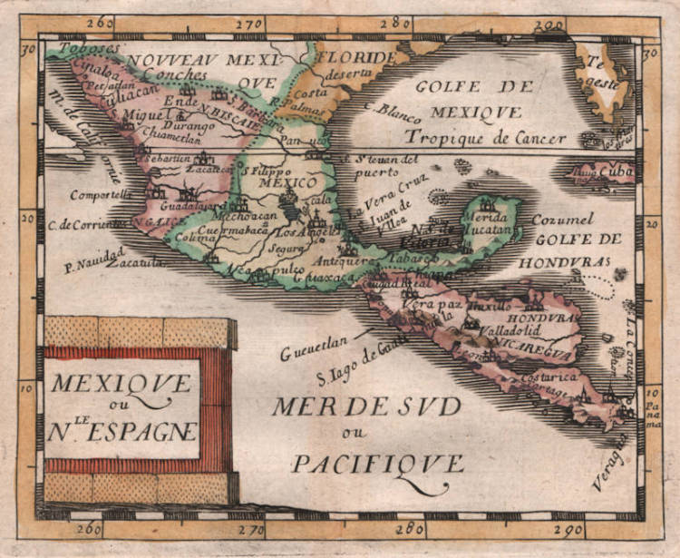 Antique map of Mexico and Southwest by Pierre Du Val