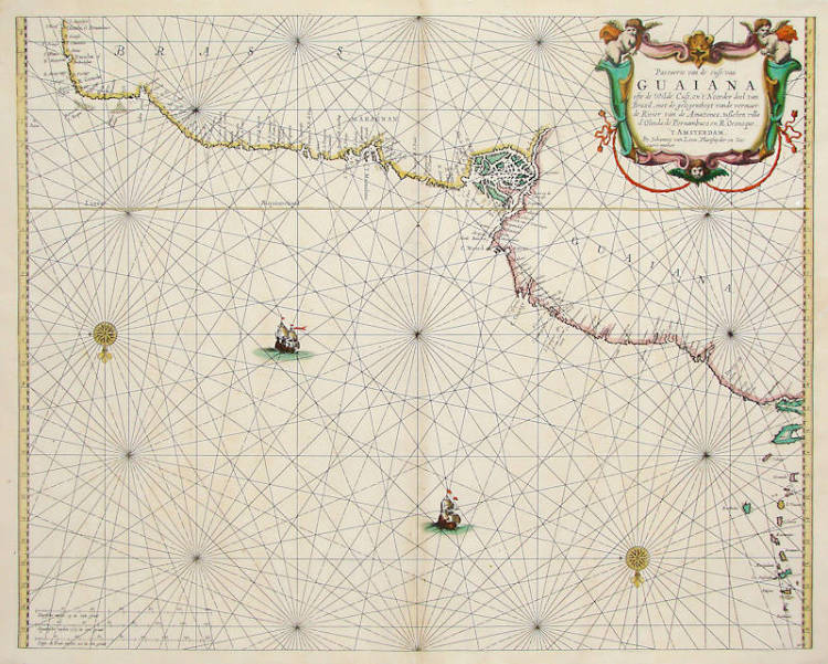 Antique map of Guyana by van Loon