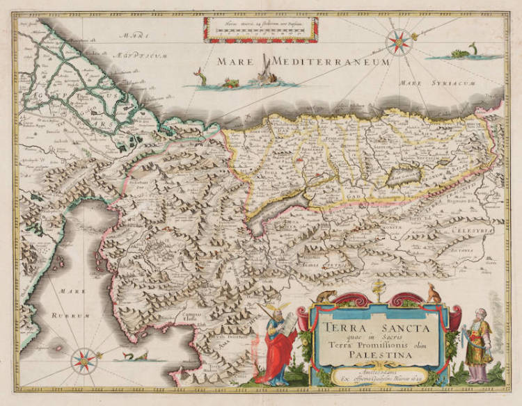 Antique map of Holy Land by Willem Blaeu