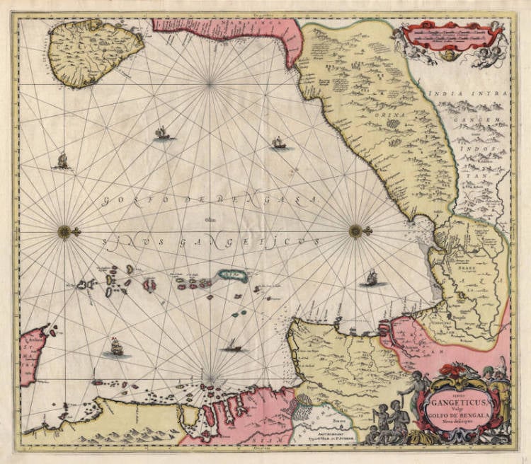 Antique map of Gulf of Bengala by Janssonius