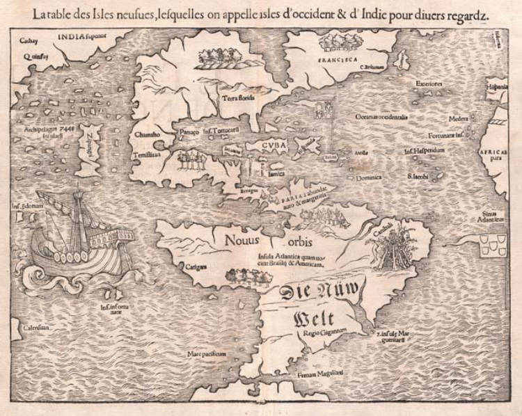 Antique map of America by Münster