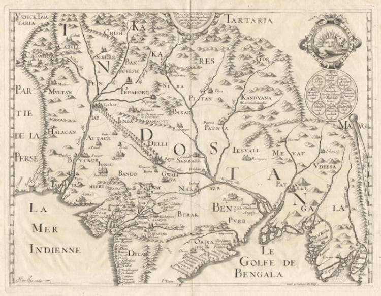 Antique map of India by Thevenot