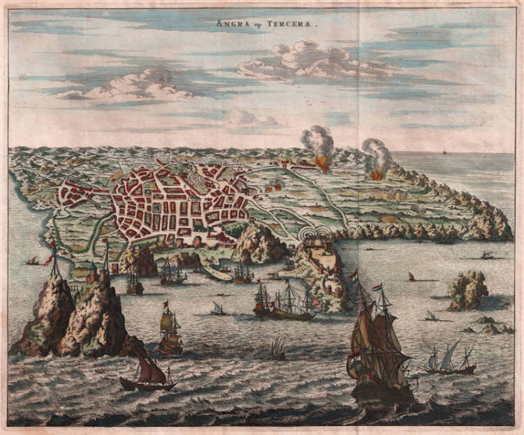 Antique map of Angra/Terceira (Azores) by Montanus/Ogilby