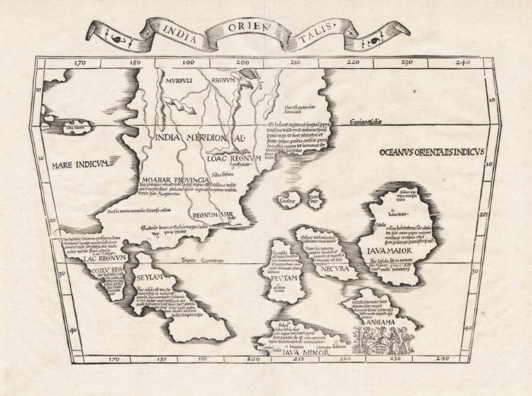 Antique map of South East Asia by Fries after Waldseemüller