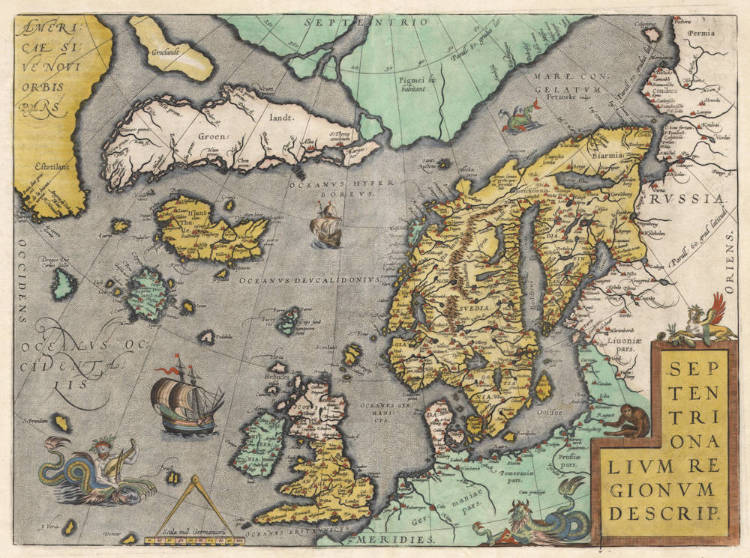Antique map of Scandinavia by Ortelius