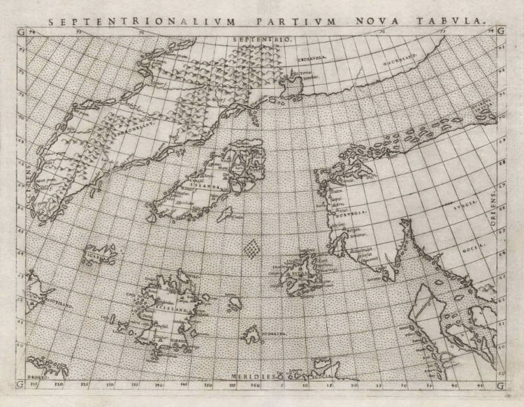 Antique map of Northern Atlantic by Ruscelli