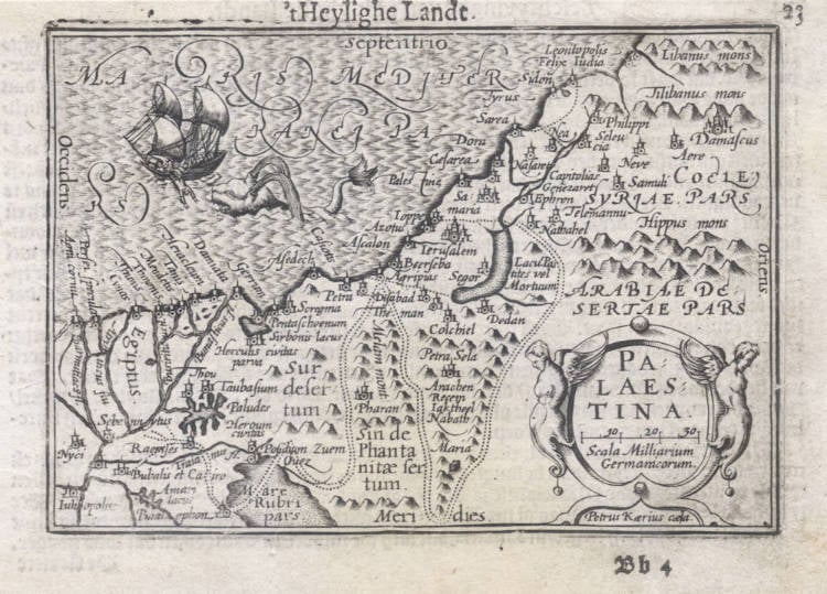 Antique map of the Holy Land by Langenes
