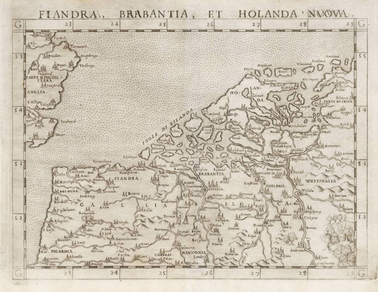 Antique map of the Netherlands by Ruscelli / Gastaldi