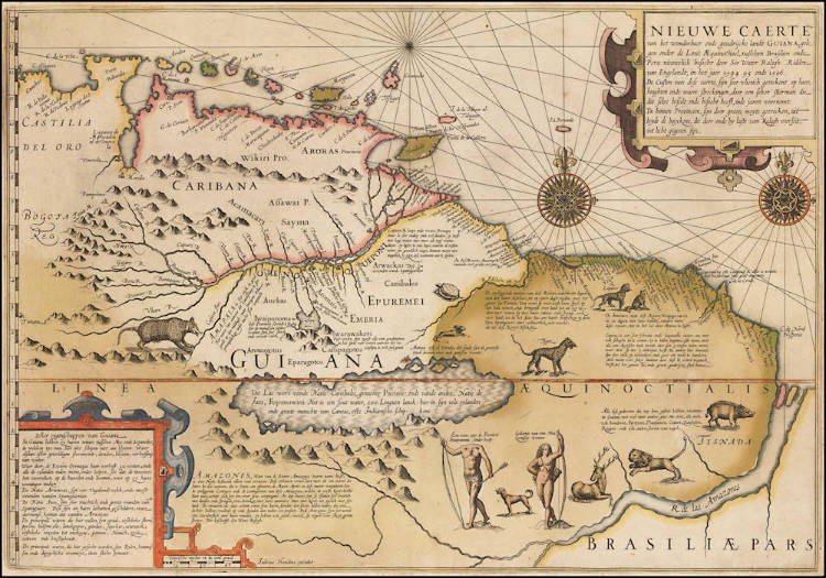 Antique map of El Dorado by Jodocus Hondius