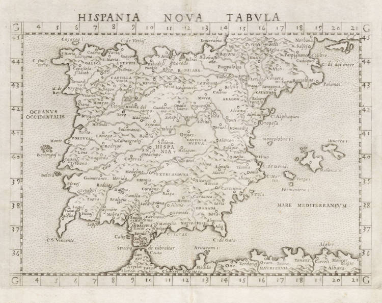 Antique map of Spain by Ruscelli / Gastaldi