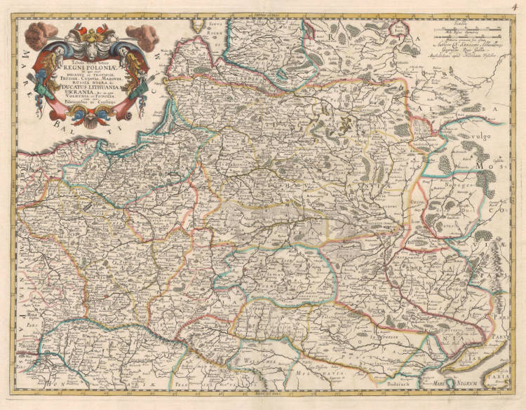 Antique map of Poland and Lithuania by Visscher after Sanson