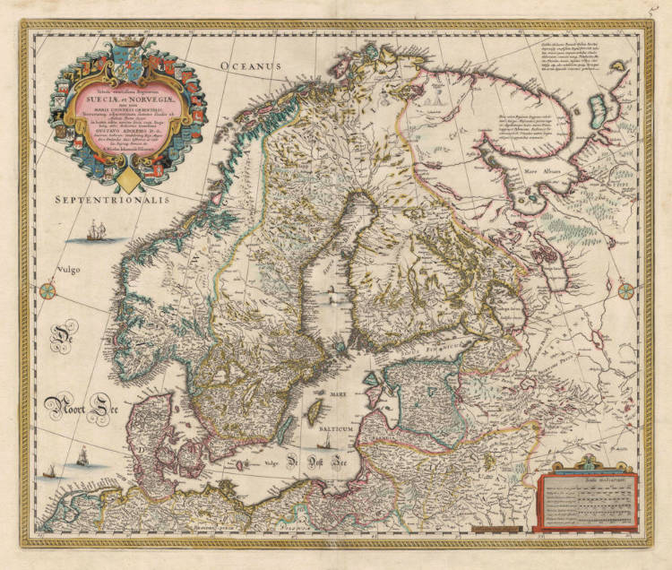 Antique map of Scandinavia by Visscher after Buraeus