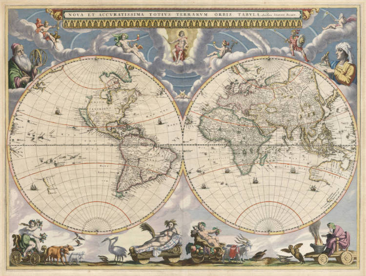 Antique map of the World by Joan Blaeu