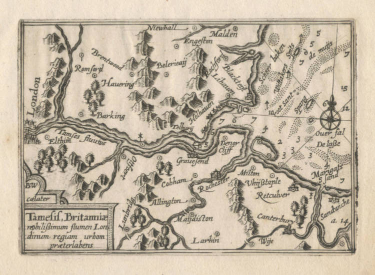 Antique map of London and the Thames by Wright / Visscher