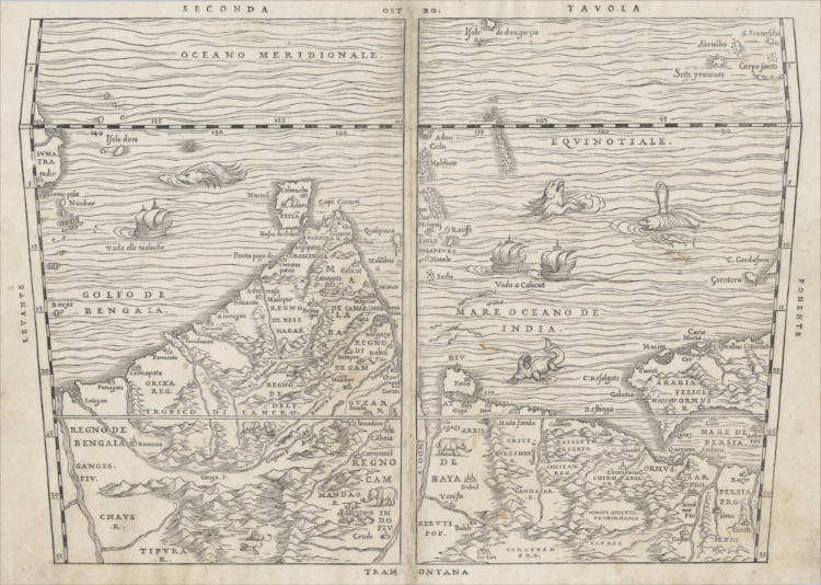 Antique map of Indian Ocean by Ramusio