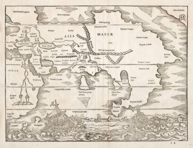 Antique map of Asia and the Indian Ocean by Solinus/Münster