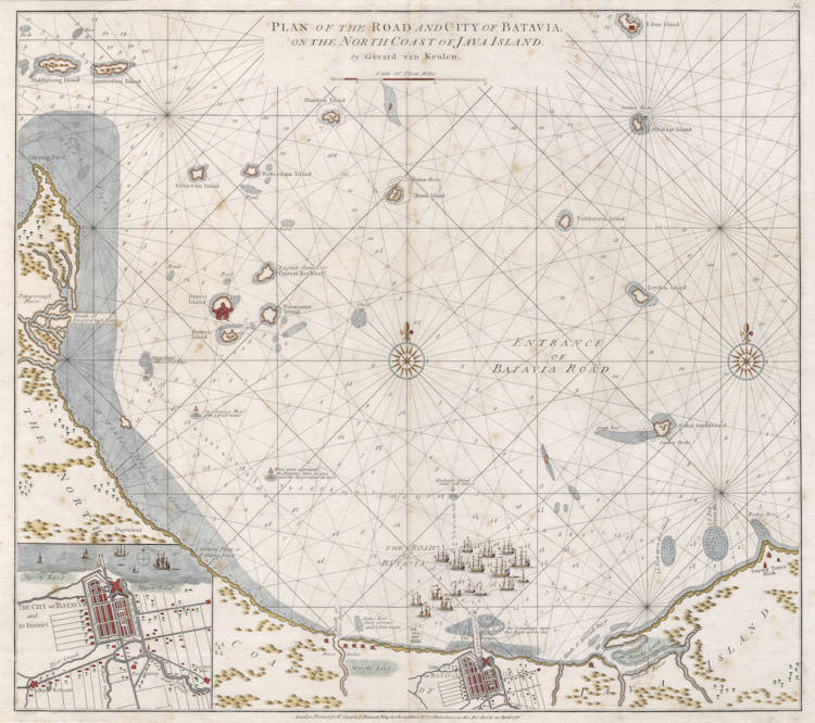 Antique map of Batavia Road and City by van Keulen