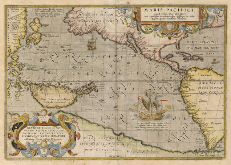 Antique map of the Pacific by Ortelius