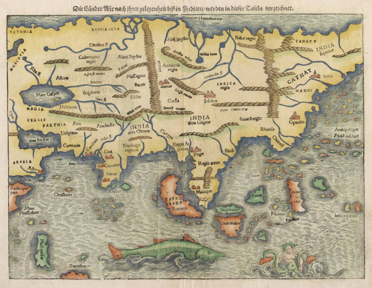Antique map of Asia by Münster
