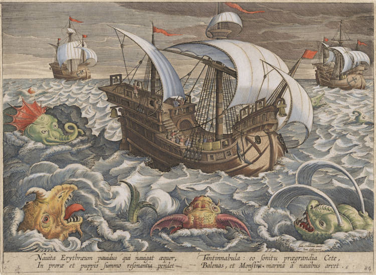 Antique map of the Indian Ocean by Stradanus