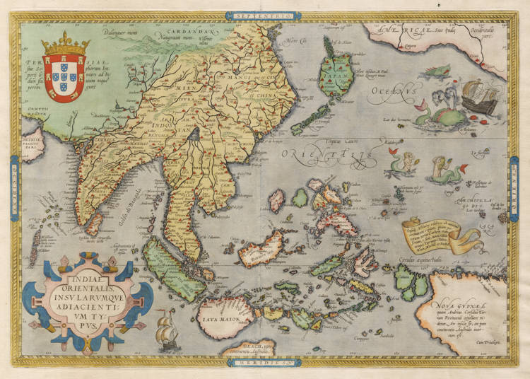 Antique map of South East Asia by Ortelius