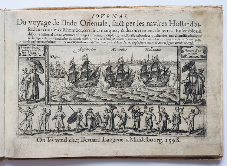 Antique map of the Dutch first fleet to the East Indies by Houtman