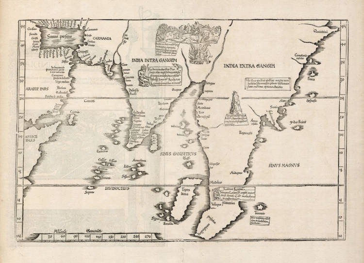 Antique map of Asia and the Indian Ocean by Fries / Waldseemüller