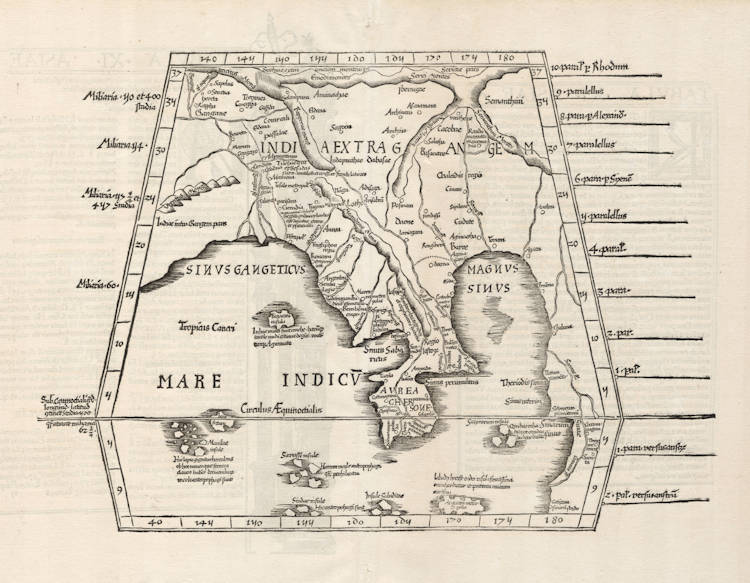 Antique map of Southeast Asia by Fries / Waldseemüller / Ptolemy