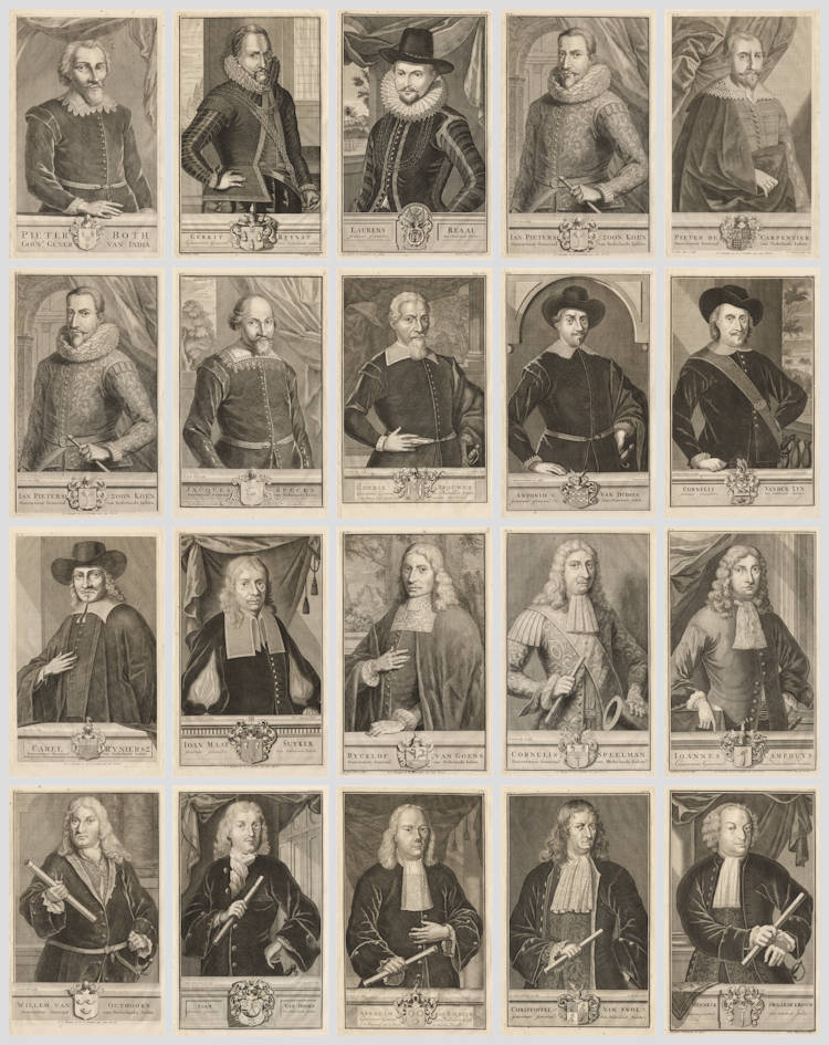 Antique map of the VOC Governor Generals by Valentijn