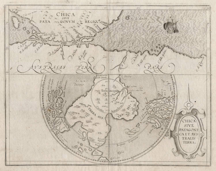 Antique map of the Southern Hemisphere by Wytfliet