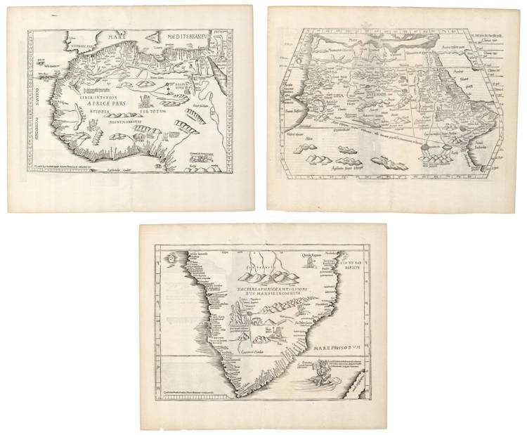 Antique map of Discovering the sea route to the Indies by Fries / Waldseemüller / Ptolemy